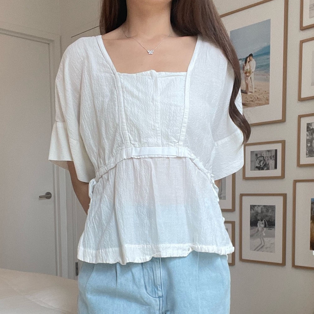 Club Monaco White Cotton Square Neck Top Size XS